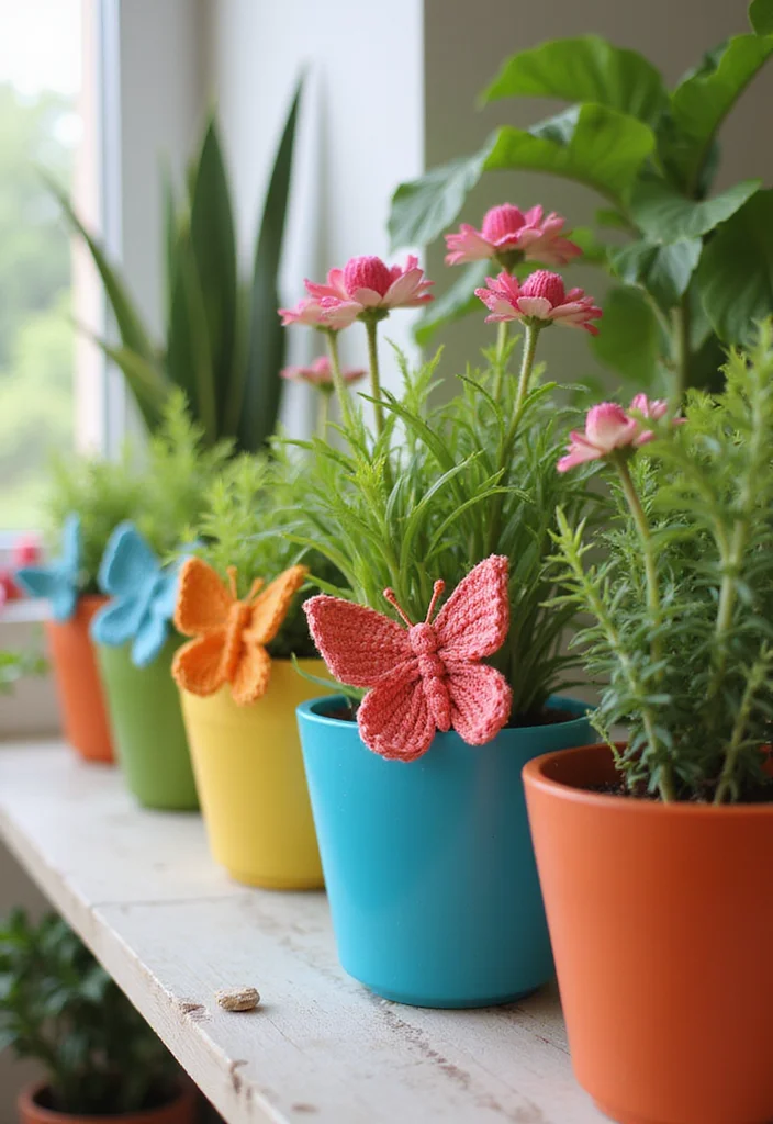 Essential Guide to Crochet Butterfly Free Pattern: Showcasing 20 Colorful Inspirations - 19. Butterfly Planters