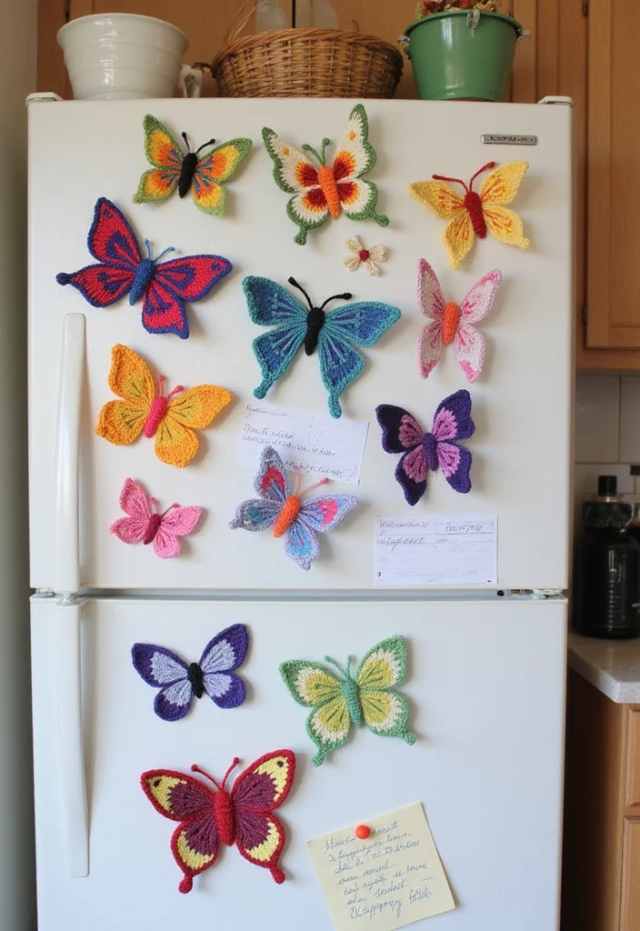 Essential Guide to Crochet Butterfly Free Pattern: Showcasing 20 Colorful Inspirations - 2. Adorable Fridge Magnets
