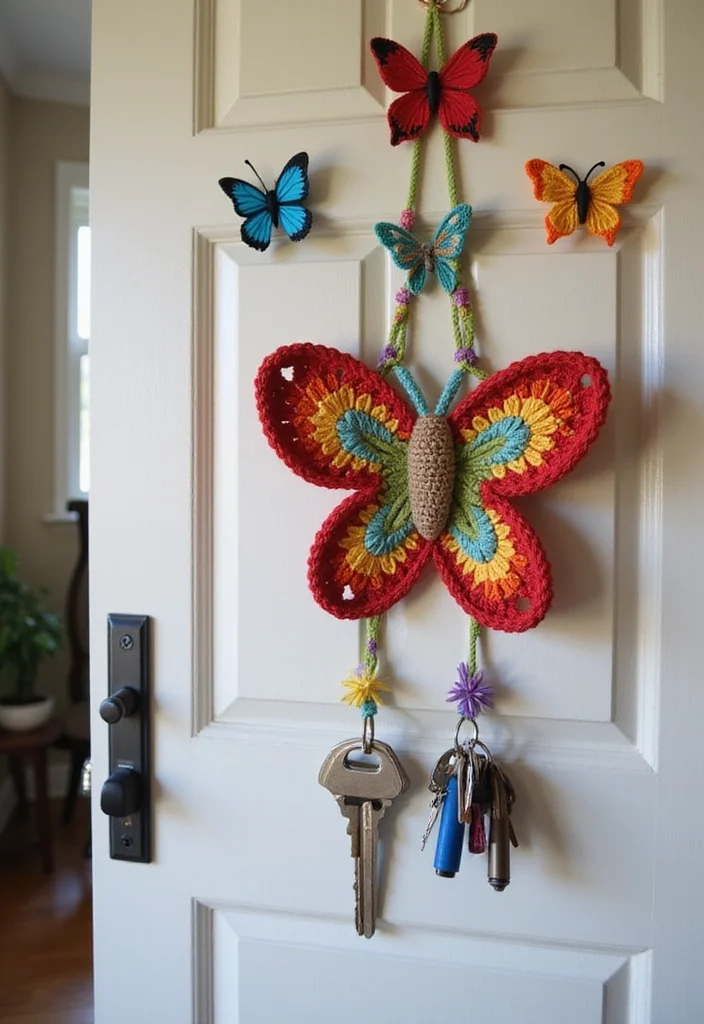 Essential Guide to Crochet Butterfly Free Pattern: Showcasing 20 Colorful Inspirations - 20. Crochet Butterfly Key Holders