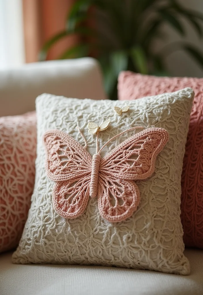 Essential Guide to Crochet Butterfly Free Pattern: Showcasing 20 Colorful Inspirations - 3. Playful Pillow Accents