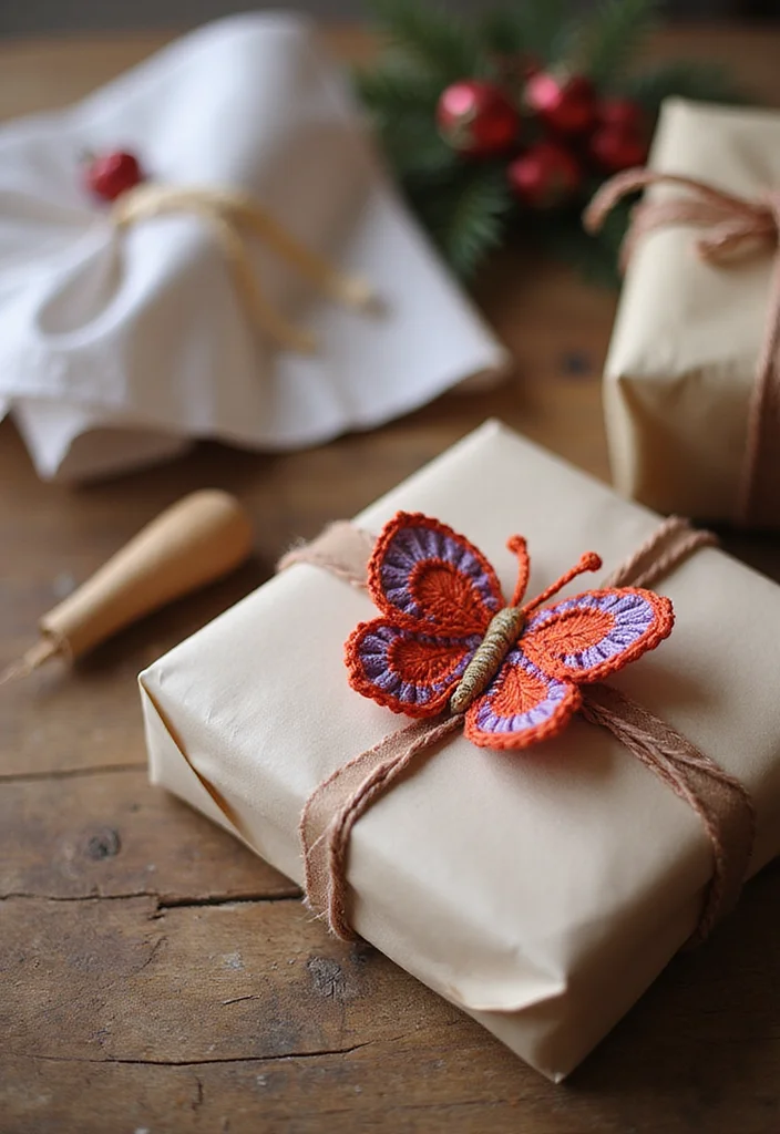 Essential Guide to Crochet Butterfly Free Pattern: Showcasing 20 Colorful Inspirations - 6. Gift Wrapping Accents