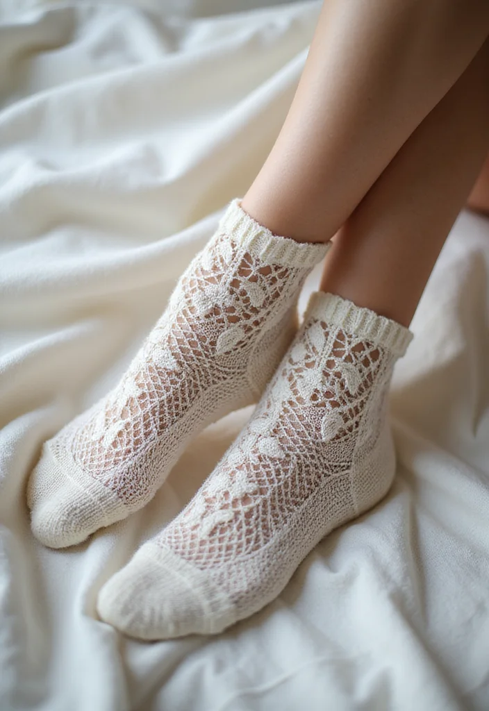 Essential Guide to Crochet Socks: Free Pattern with 18 Cozy Inspirations - 5. Lace Crochet Socks