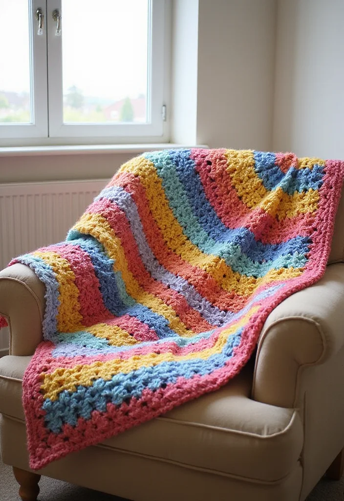Friendly Guide to Crochet Blanket Patterns Free Featuring 19 Creative Inspirations - 1. Striped Bliss Blanket