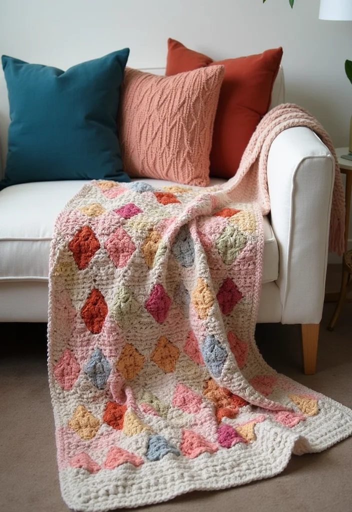 Friendly Guide to Crochet Blanket Patterns Free Featuring 19 Creative Inspirations - 10. Textured Triangles Blanket
