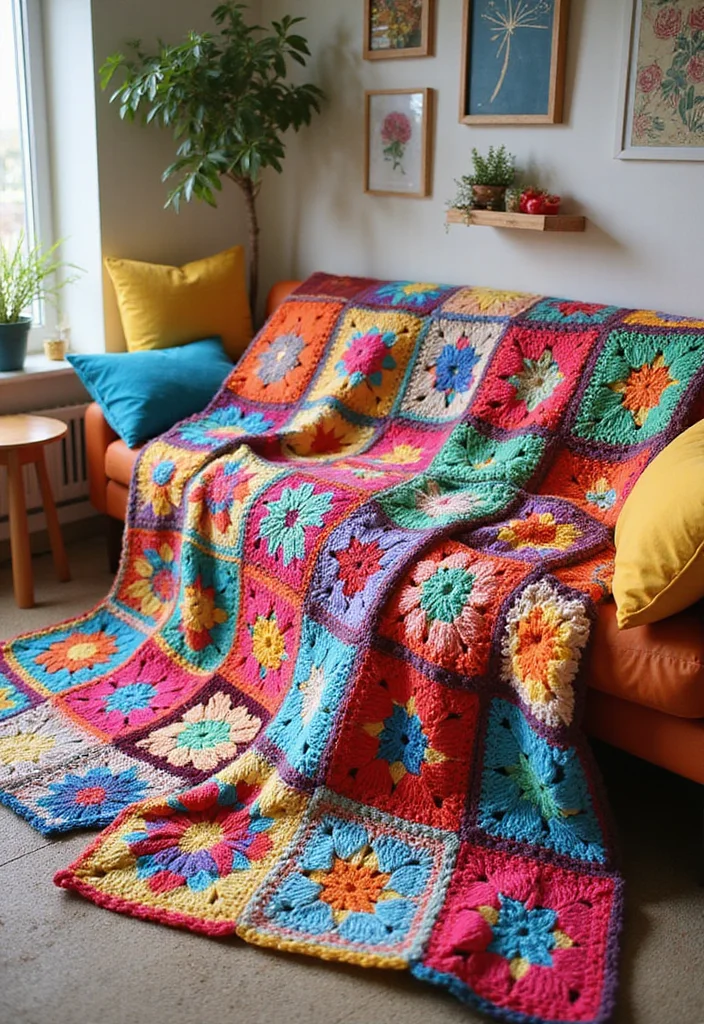 Friendly Guide to Crochet Blanket Patterns Free Featuring 19 Creative Inspirations - 14. Color Pop Blanket