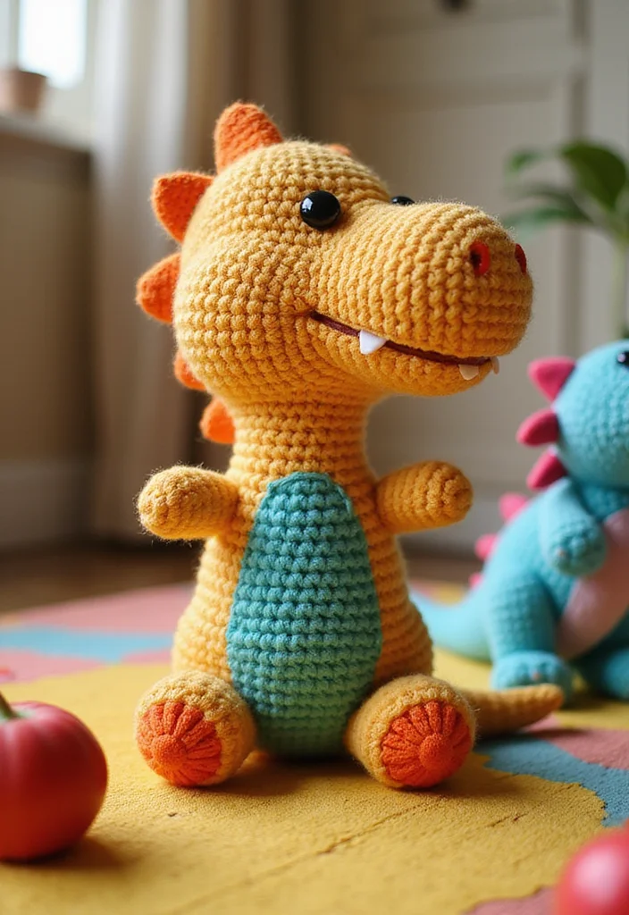 Friendly Guide to Crochet Plushies Pattern Free with 20 Cute Craft Inspirations - 4. Adorable Dinosaur