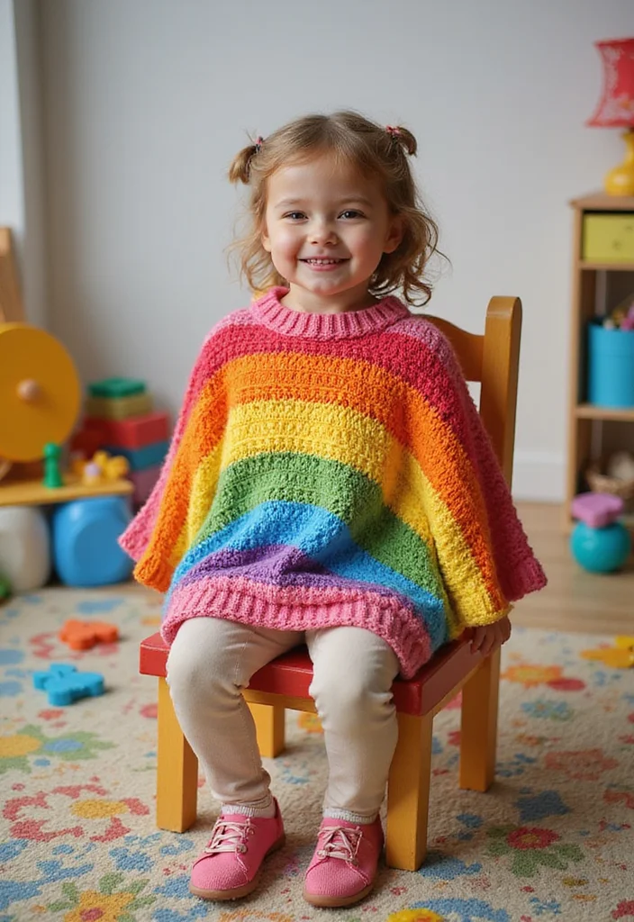 Friendly Guide to Crochet Poncho Free Pattern Featuring 18 Stylish Inspirations - 4. Kids' Fun Poncho