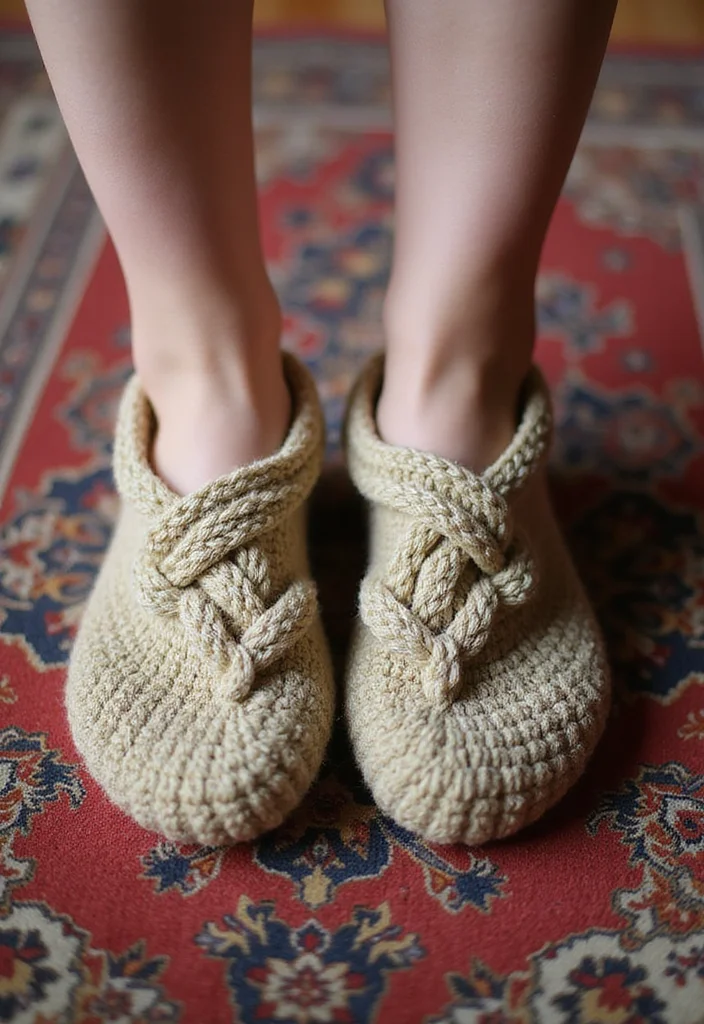 Friendly Guide to Crochet Slippers: 17 Comfortable Inspirations - 8. Slippers with a Twist