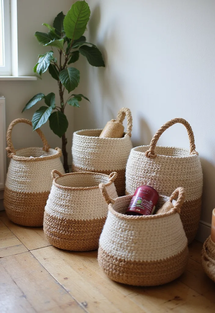 Friendly Guide to Easy Things to Crochet: 20 Simple and Charming Inspirations - 6. Funky Crochet Baskets
