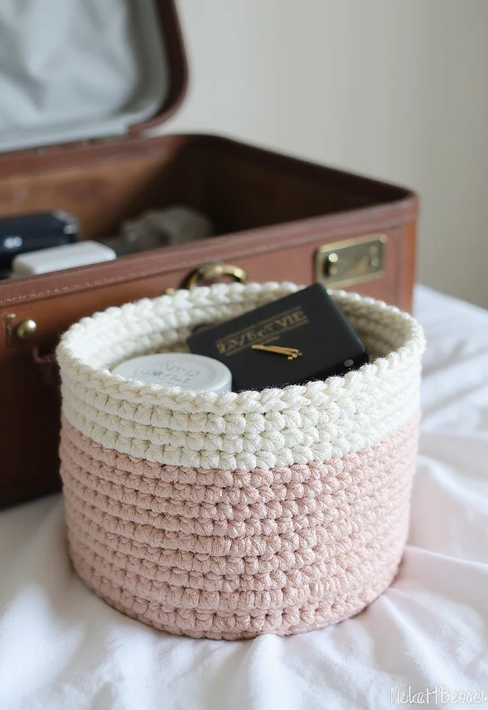Helpful Guide to Crochet Basket Pattern Free Featuring 18 Practical Inspirations - 16. Travel Storage Basket