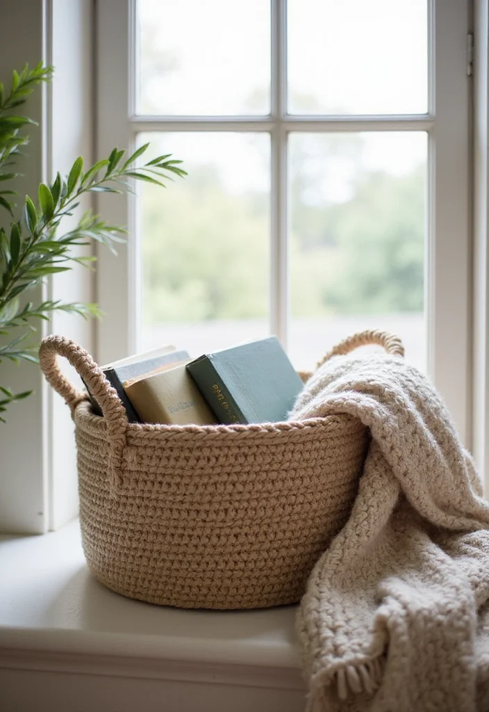 Helpful Guide to Crochet Basket Pattern Free Featuring 18 Practical Inspirations - 18. Cozy Reading Nook Basket