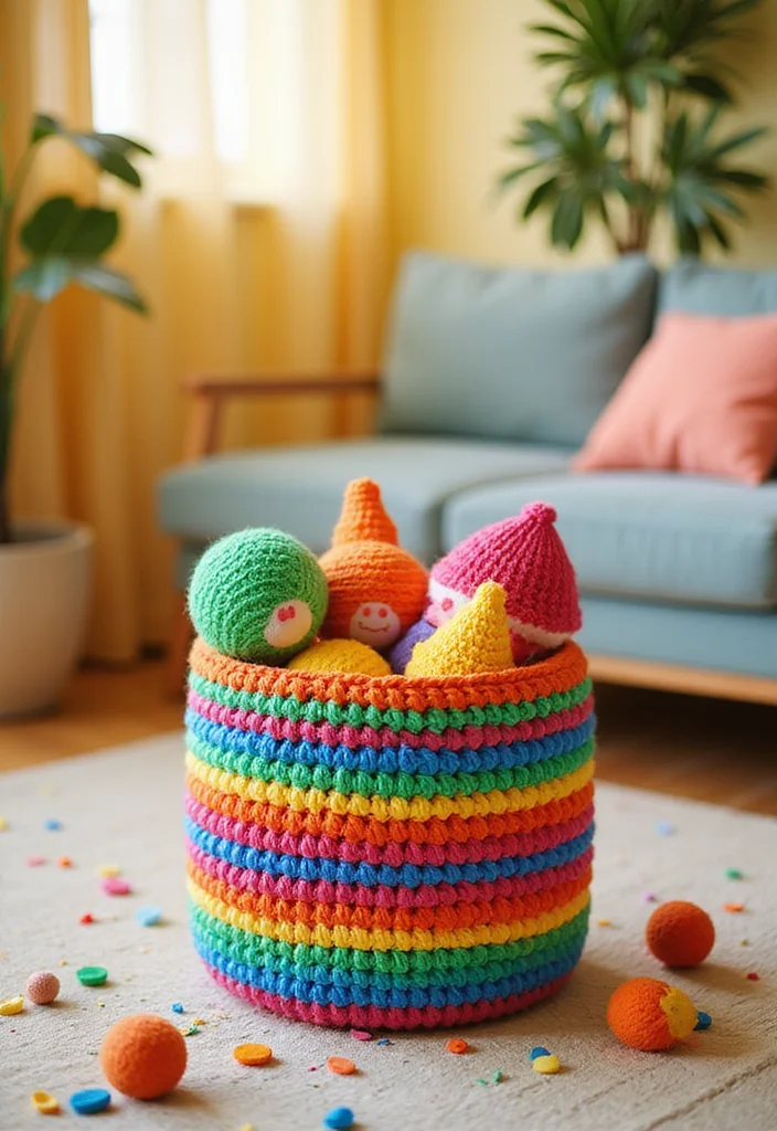 Helpful Guide to Crochet Basket Pattern Free Featuring 18 Practical Inspirations - 2. Colorful Statement Piece