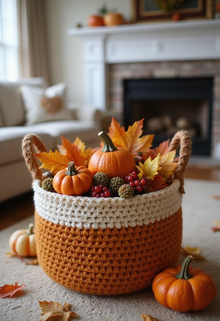 Helpful Guide to Crochet Basket Pattern Free Featuring 18 Practical Inspirations - 9. Seasonal Decor Basket