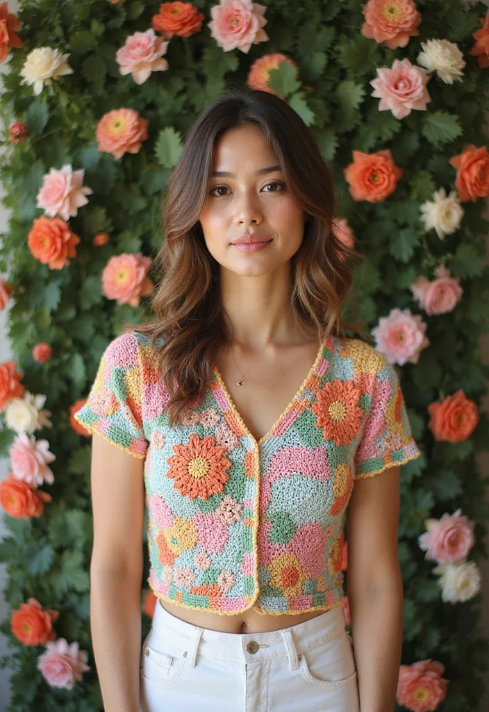 Helpful Guide to Crochet Blouse Free Pattern: Showcasing 19 Elegant Inspirations - 4. Floral Passion Blouse