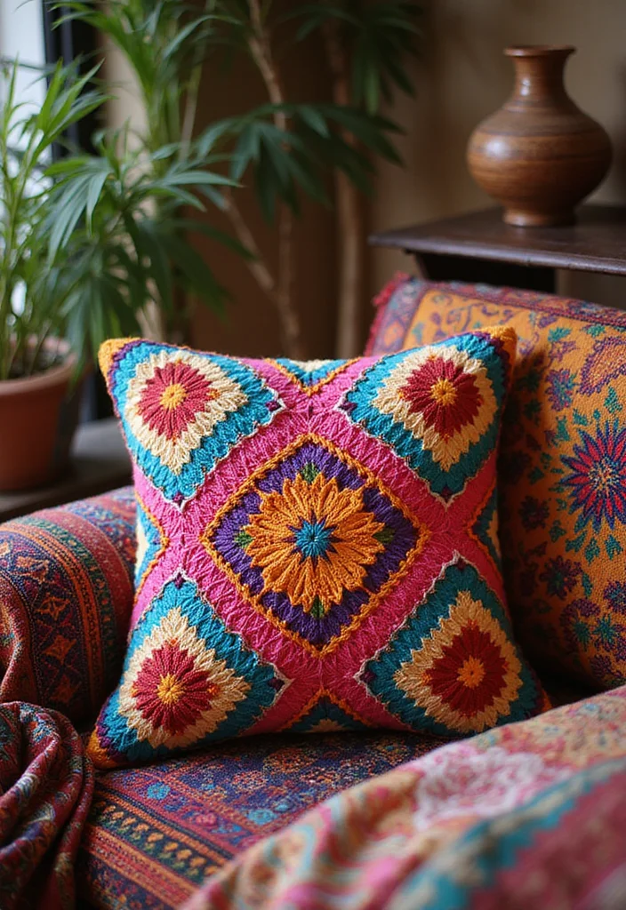 Helpful Guide to Crochet Pillow Patterns Free: 18 Cozy and Creative Inspirations - 10. Moroccan-Style Pillow