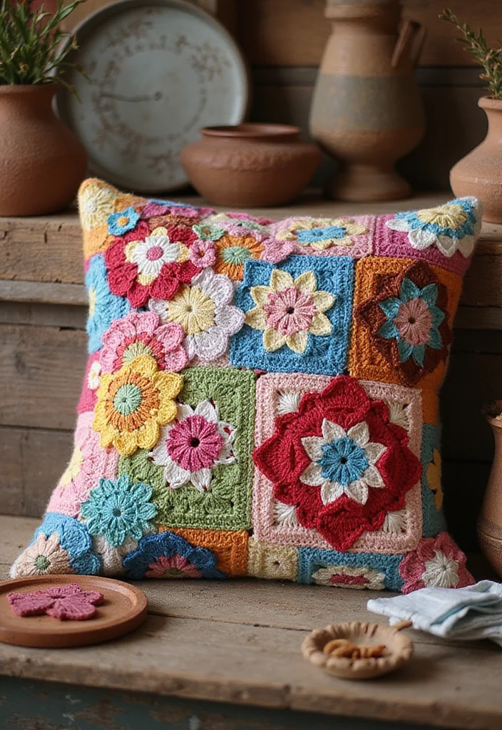 Helpful Guide to Crochet Pillow Patterns Free: 18 Cozy and Creative Inspirations - 11. Patchwork Crochet Pillow