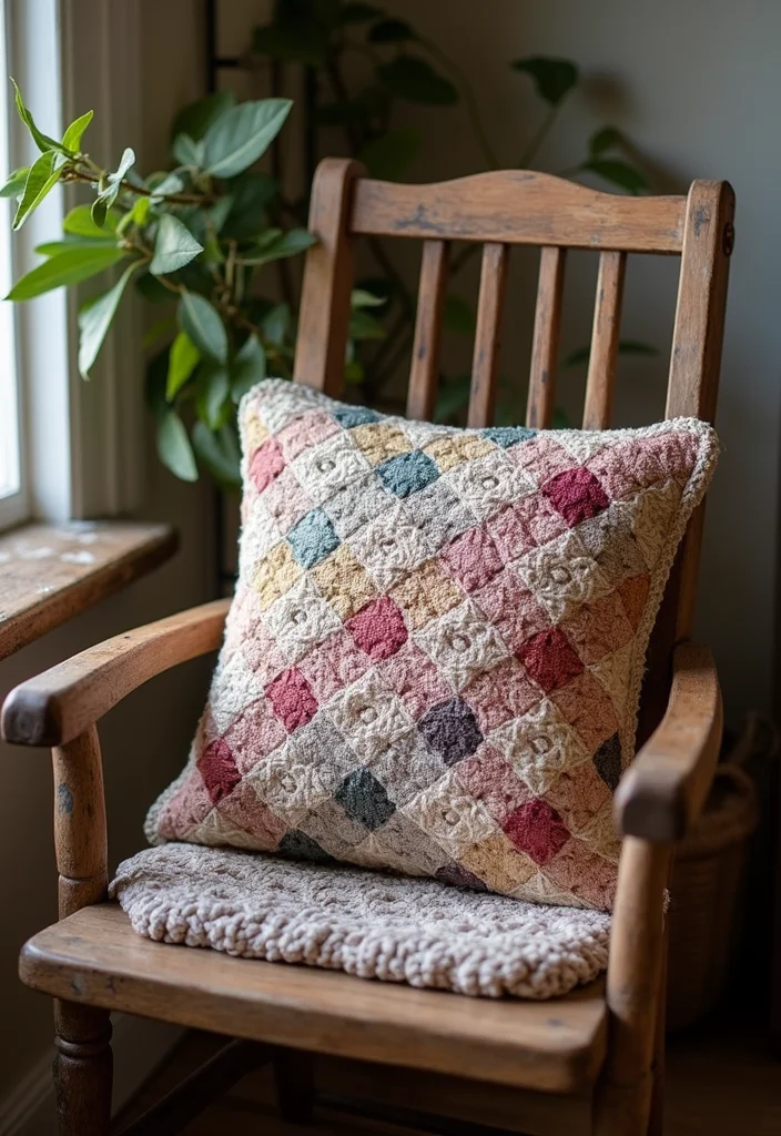 Helpful Guide to Crochet Pillow Patterns Free: 18 Cozy and Creative Inspirations - 13. Patchwork Quilted Pillow