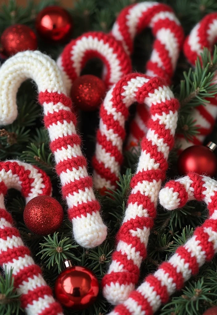 Step-by-Step Guide to Crochet Christmas Ornaments Free Featuring 17 Festive Inspirations - 8. Festive Crochet Candy Canes