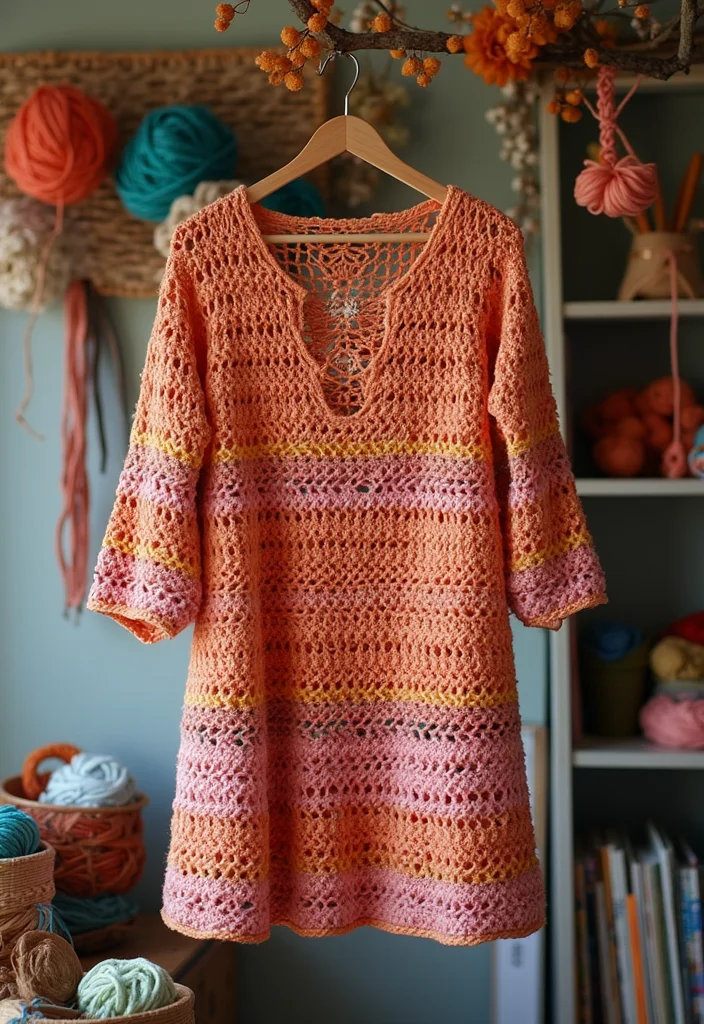 Step-by-Step Guide to Crochet Dress Pattern Free Featuring 20 Stylish Inspirations - 13. The Artful Tunic Dress