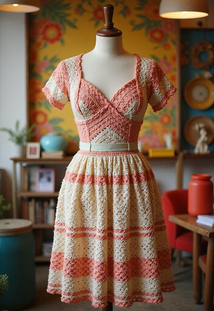 Step-by-Step Guide to Crochet Dress Pattern Free Featuring 20 Stylish Inspirations - 20. The Retro-Inspired Dress