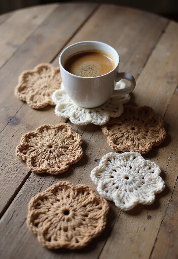 Step-by-Step Guide to Crochet Gifts for Men Showcasing 17 Unique Craft Inspirations - 3. Rustic Crochet Coasters