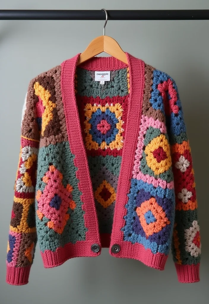 Step-by-Step Guide to Crochet Granny Square Cardigan with 18 Cozy Craft Inspirations - 10. Statement Granny Square Cardigans
