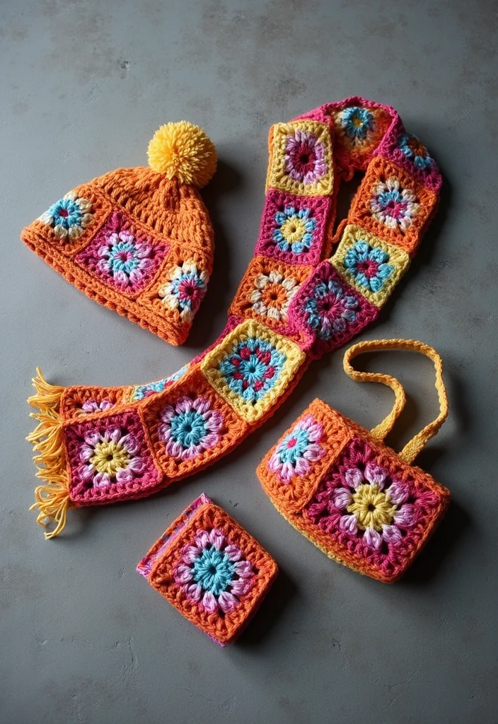 Step-by-Step Guide to Crochet Granny Square Cardigan with 18 Cozy Craft Inspirations - 13. Granny Square Accessories