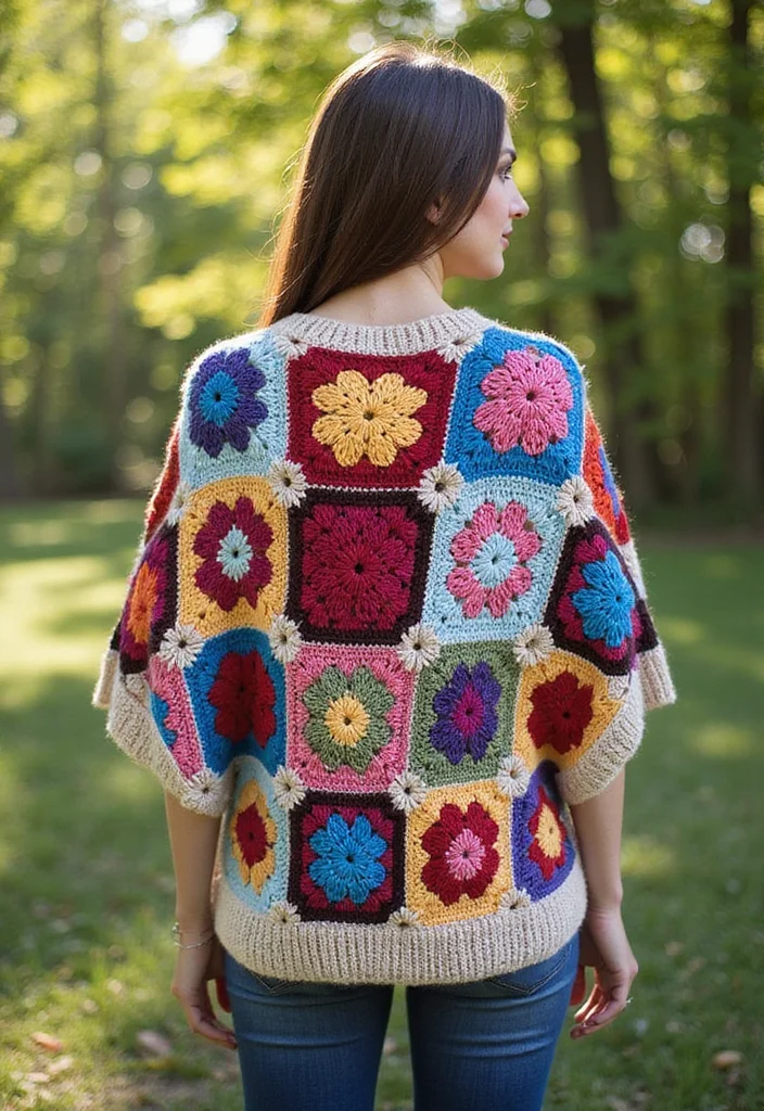 Step-by-Step Guide to Crochet Granny Square Cardigan with 18 Cozy Craft Inspirations - 6. Granny Square Cape Cardigan