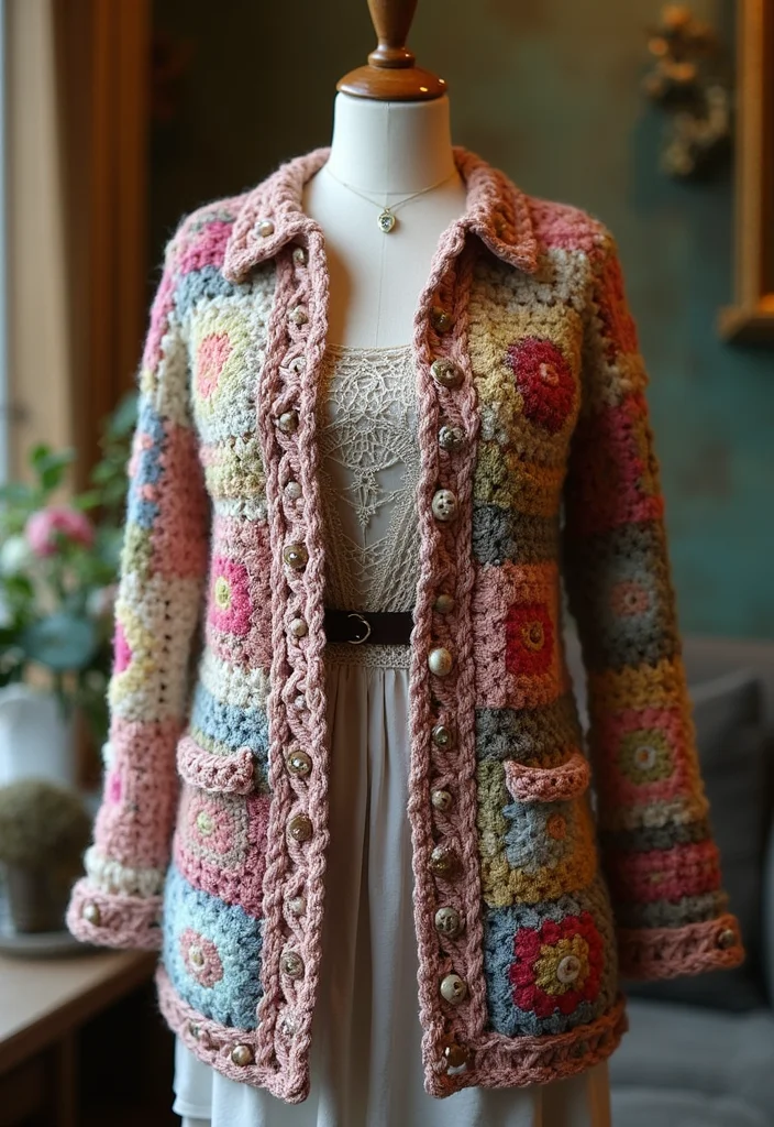 Step-by-Step Guide to Crochet Granny Square Cardigan with 18 Cozy Craft Inspirations - 9. Mixed Media Cardigans