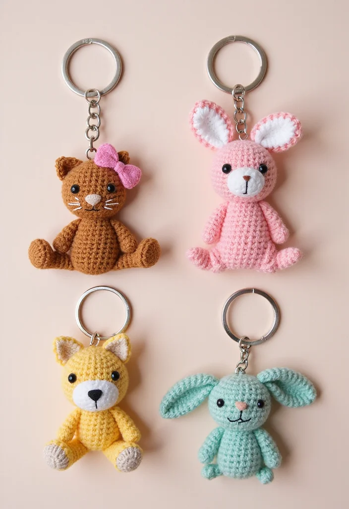 Step-by-Step Guide to Crochet Keychain Pattern Free with 18 Cute and Practical Inspirations - 1. Cute Animal Keychains