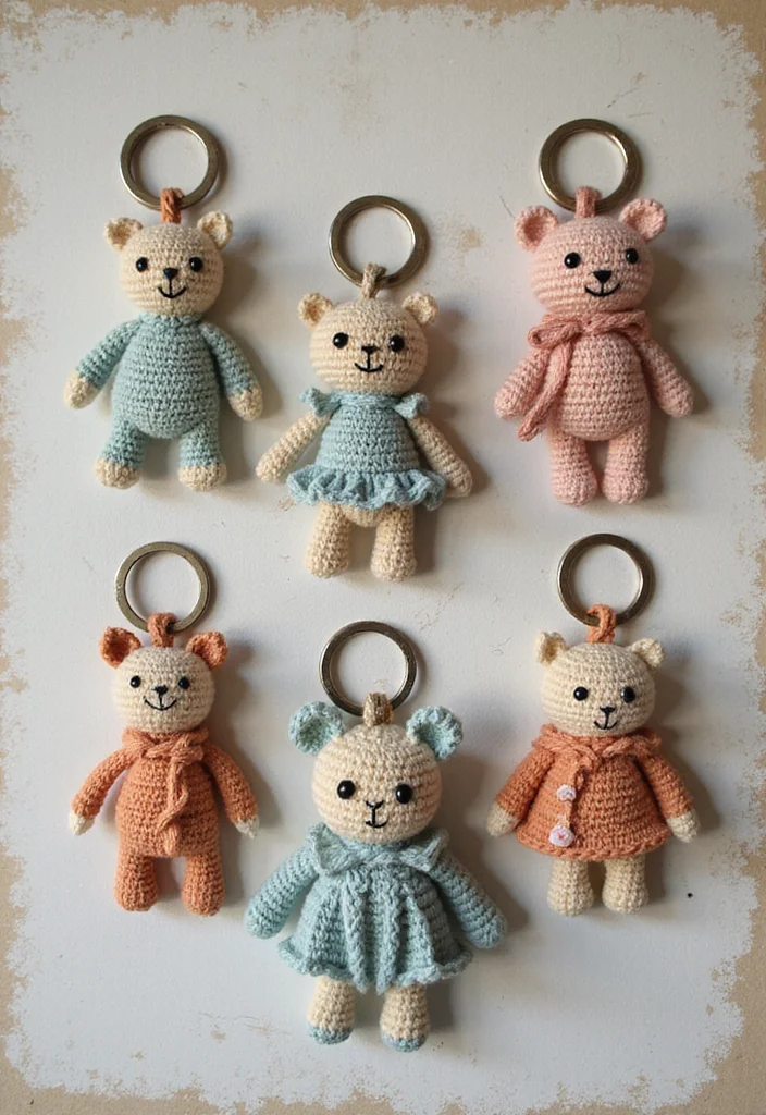 Step-by-Step Guide to Crochet Keychain Pattern Free with 18 Cute and Practical Inspirations - 15. Vintage-Inspired Keychains
