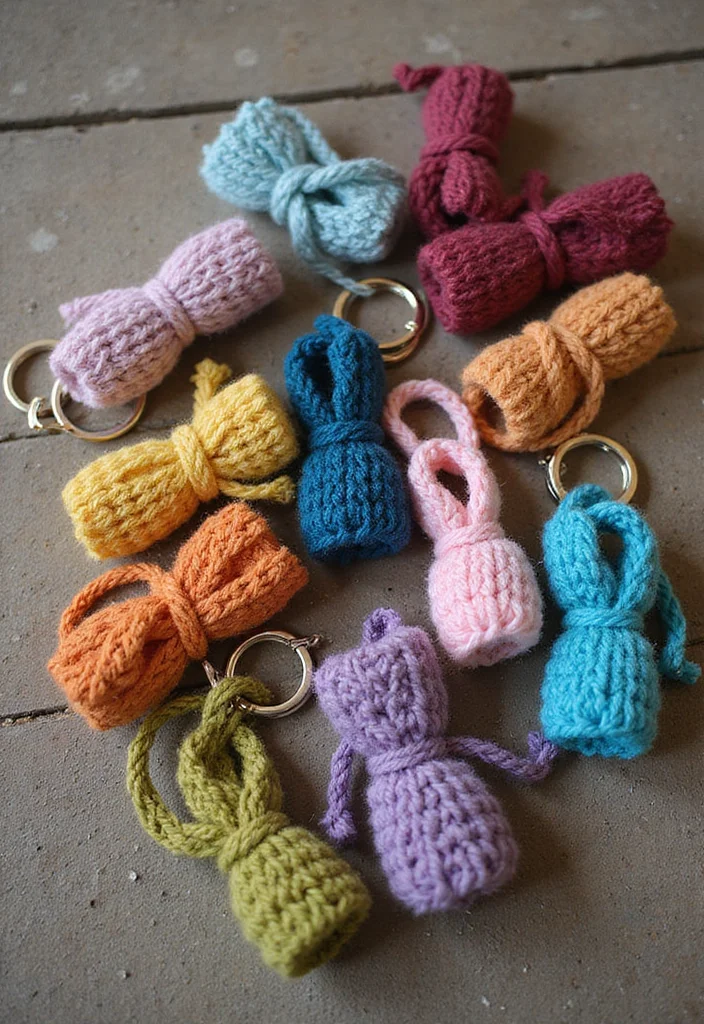 Step-by-Step Guide to Crochet Keychain Pattern Free with 18 Cute and Practical Inspirations - 16. Upcycled Yarn Keychains