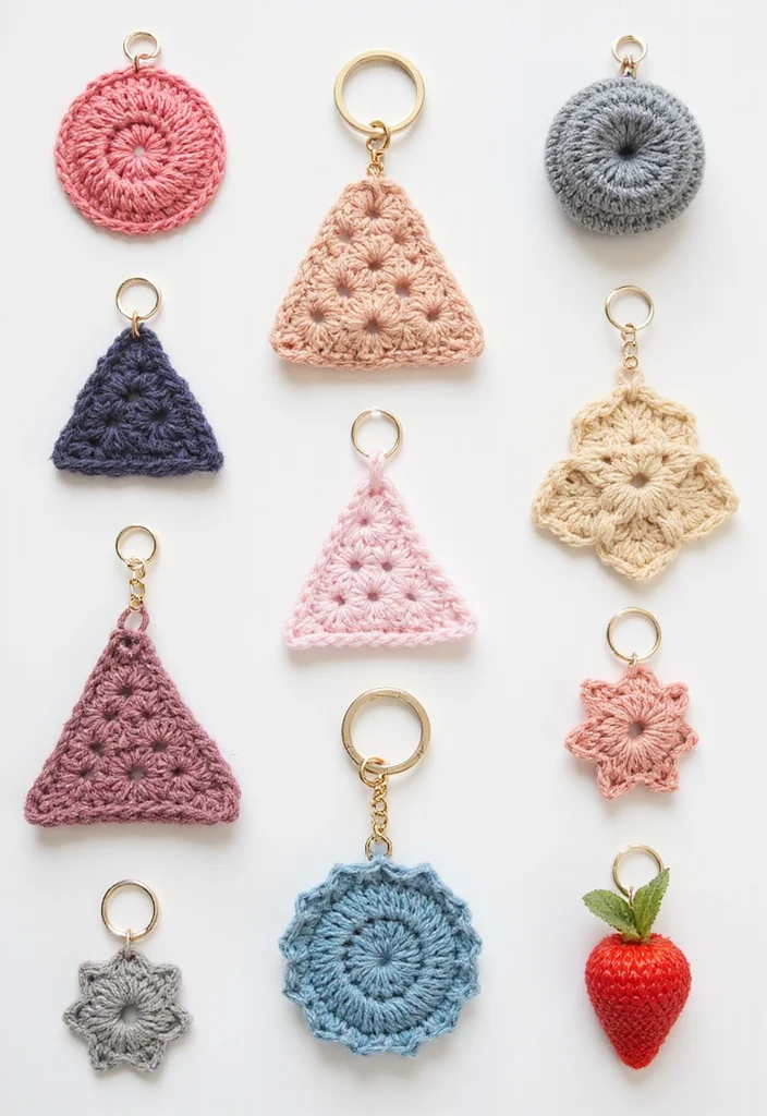 Step-by-Step Guide to Crochet Keychain Pattern Free with 18 Cute and Practical Inspirations - 3. Geometric Shapes