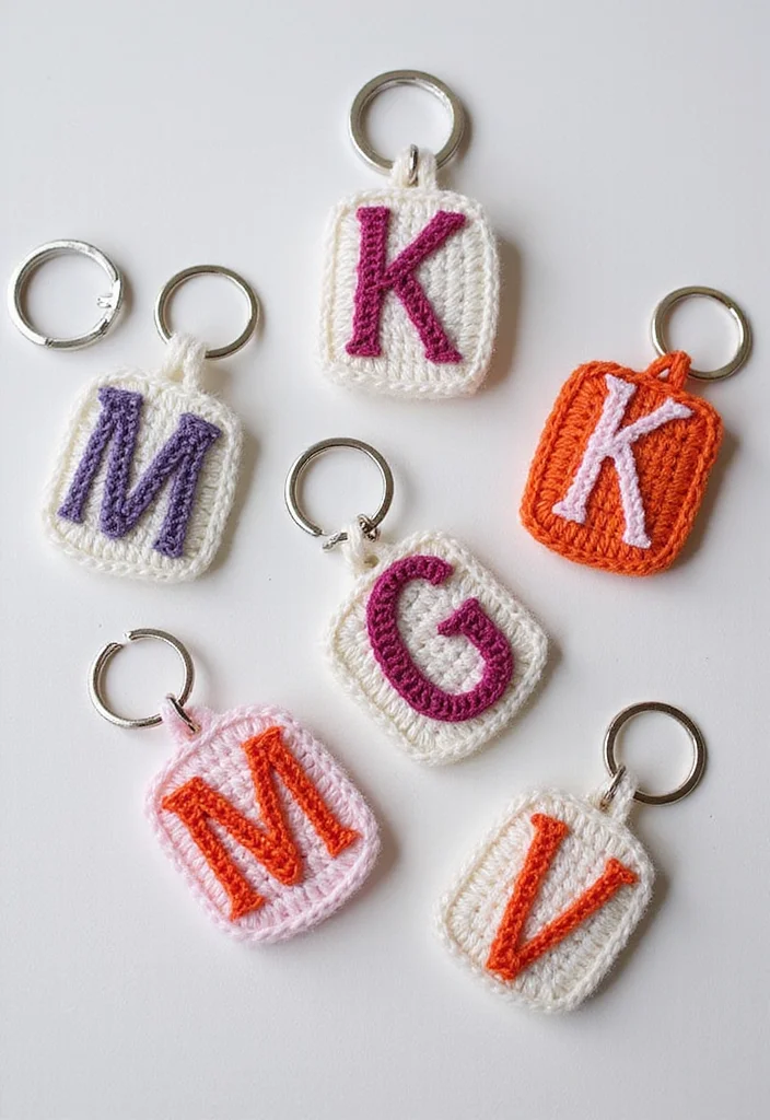 Step-by-Step Guide to Crochet Keychain Pattern Free with 18 Cute and Practical Inspirations - 5. Classic Monogram Keychains
