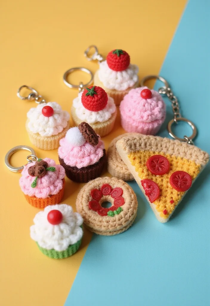 Step-by-Step Guide to Crochet Keychain Pattern Free with 18 Cute and Practical Inspirations - 6. Miniature Food Keychains