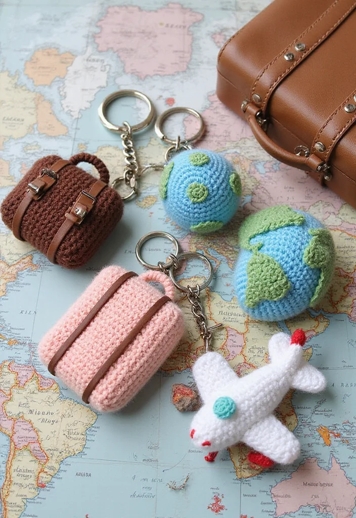 Step-by-Step Guide to Crochet Keychain Pattern Free with 18 Cute and Practical Inspirations - 7. Travel-Inspired Keychains