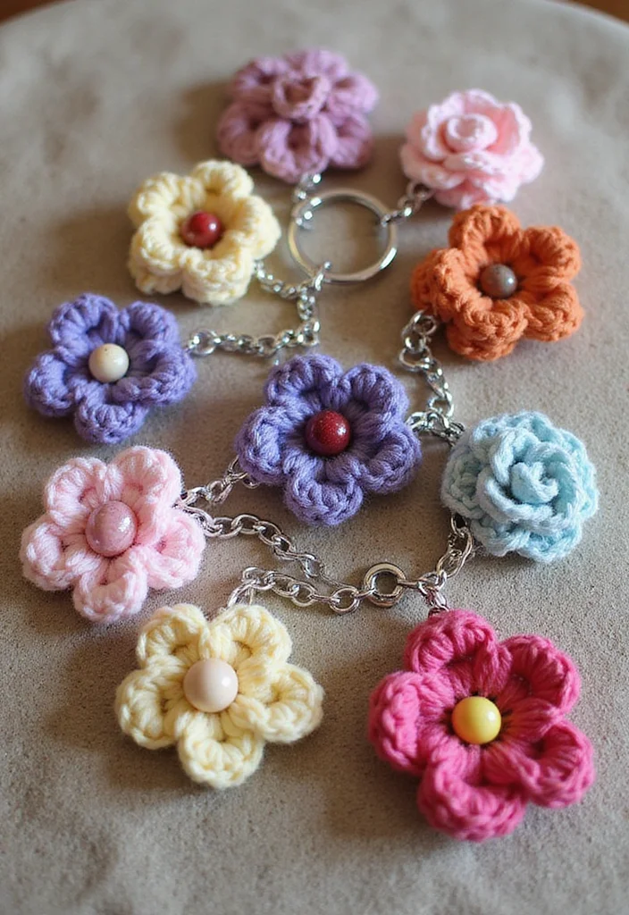 Step-by-Step Guide to Crochet Keychain Pattern Free with 18 Cute and Practical Inspirations - 8. Flower Power