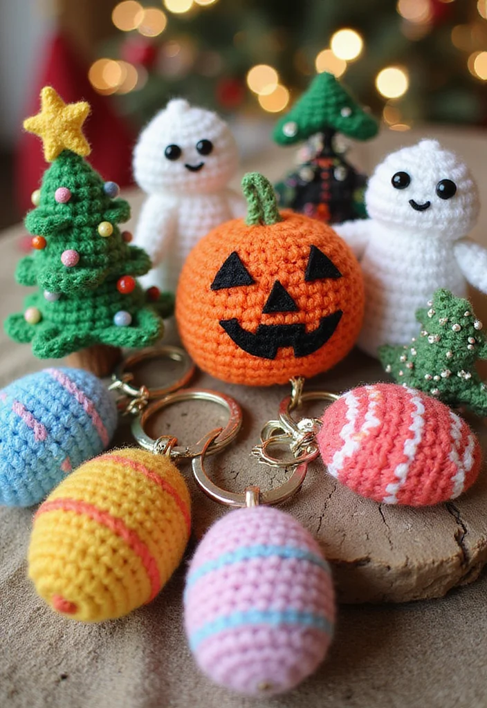 Step-by-Step Guide to Crochet Keychain Pattern Free with 18 Cute and Practical Inspirations - 9. Holiday-Themed Keychains