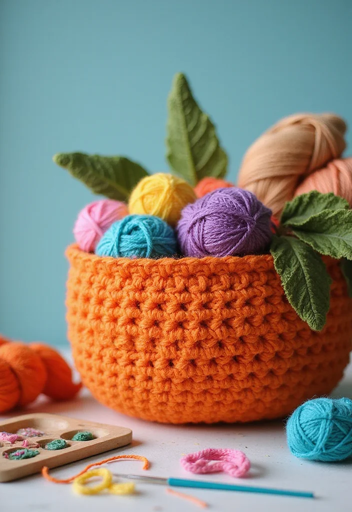 Step-by-Step Guide to Crochet Pumpkin Free Pattern with 18 Festive Craft Inspirations - 9. Pumpkin Basket for Knitting Supplies