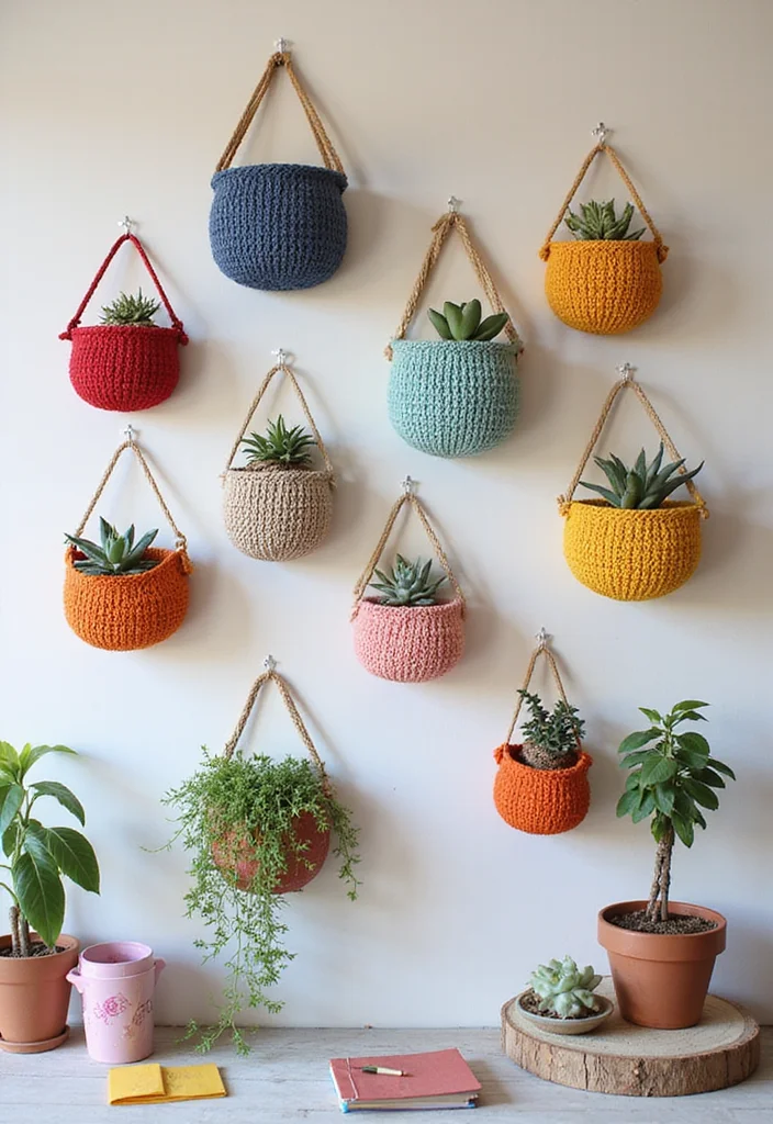 Step-by-Step Guide to Scrap Yarn Crochet Projects: Showcasing 20 Fun and Resourceful Inspirations - 11. Crochet Wall Baskets