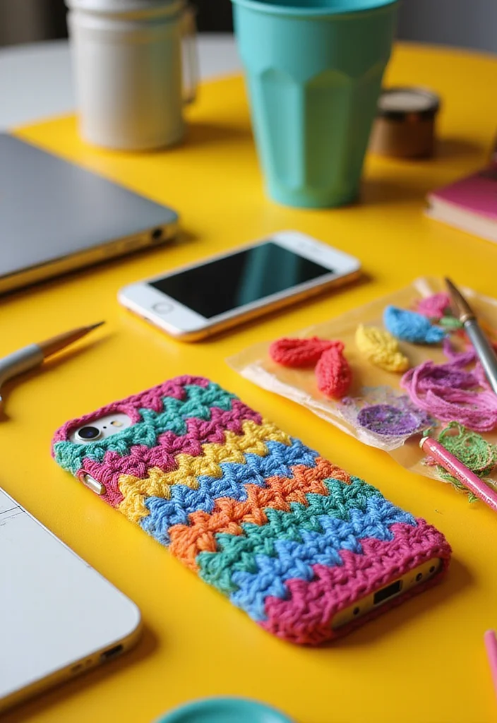 Step-by-Step Guide to Scrap Yarn Crochet Projects: Showcasing 20 Fun and Resourceful Inspirations - 16. Crochet Phone Case