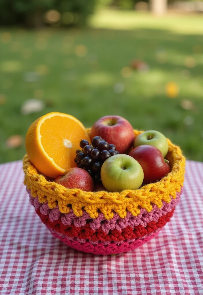 Step-by-Step Guide to Scrap Yarn Crochet Projects: Showcasing 20 Fun and Resourceful Inspirations - 18. Crochet Snack Bowl