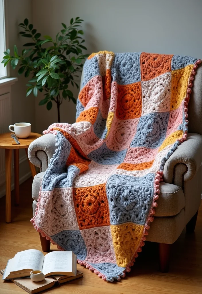 Step-by-Step Guide to Scrap Yarn Crochet Projects: Showcasing 20 Fun and Resourceful Inspirations - 2. Cozy Patchwork Throw Blanket