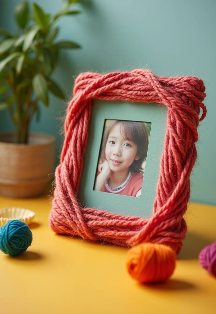 Step-by-Step Guide to Scrap Yarn Crochet Projects: Showcasing 20 Fun and Resourceful Inspirations - 5. Yarn-Wrapped Picture Frame