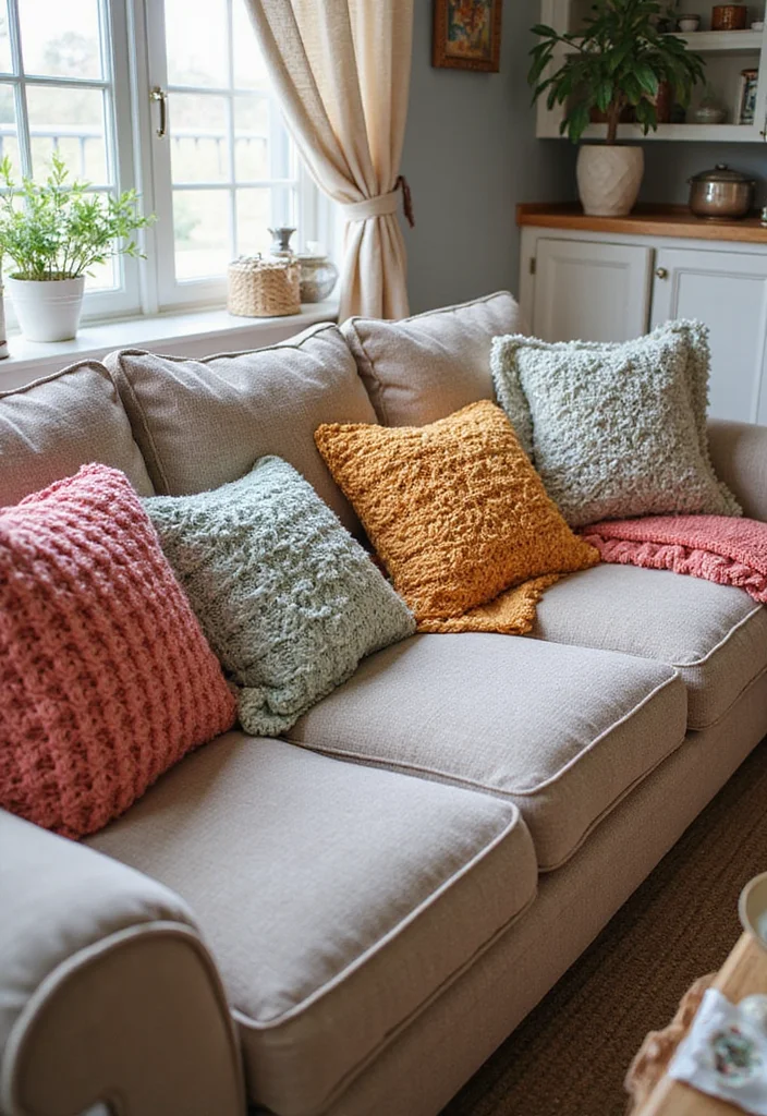 Step-by-Step Guide to Scrap Yarn Crochet Projects: Showcasing 20 Fun and Resourceful Inspirations - 6. Crochet Pillow Covers