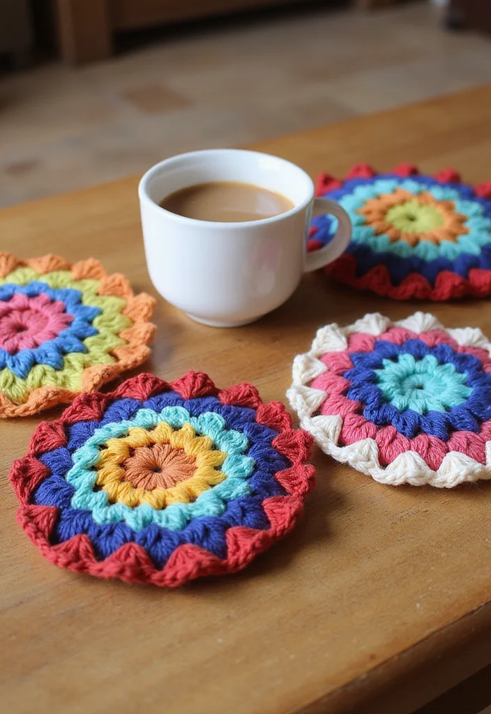Step-by-Step Guide to Scrap Yarn Crochet Projects: Showcasing 20 Fun and Resourceful Inspirations - 8. Creative Coasters